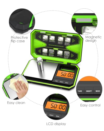 AMIR Digital Scale Grams, 500g/0.01g Pocket Scale, Mini Gram Scale - color: Green