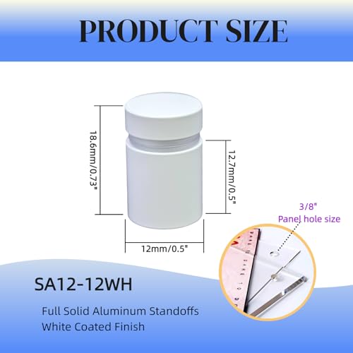 Pack of 12 Aluminum Standoff Screws Wall Sign Standoff Mounting Hardware Standoff Mounts for Acrylic Picture Frame (12, White, 1/2" X 1/2") - color: White, size: 1/2" x 1/2"