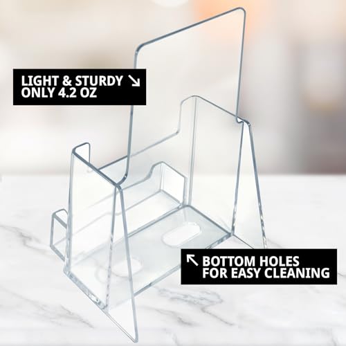 Azar Displays, 252922-50PK, Counter Trifold Brochure Holder with Horizontal Business Card Holder, Brochure Display Stand with Gift Card Pocket Flyer Holder Clear Card Display for Literature, 50-Pack - size: 50-Pack, style: Business Card Pocket