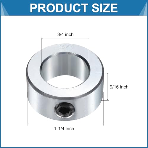 uxcell 6pcs Set Screw Collars 3/4" Bore, Zinc Plated Carbon Steel Shaft Collars, 1-1/4" OD, 9/16" Width Lock Axle Collar Clamp (Hollow Style, Lightweight) - size: 3/4" Borex1-1/4" ODx9/16" Width