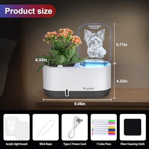 Planter with LED Note Board & 7 Colors Pen, Led Acrylic Message Board with Planter,Dog Board Night Light with Planting Pot for Mother's Day/Children's Day Gifts(No Plant) - color: Gray-Dog
