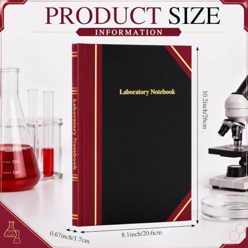 Watersay Black Laboratory Notebook for Project Organization 96 Pages 8'' x 10'' Lab Notebook Record Book for Graphing Engineering Chemistry Computation Lab