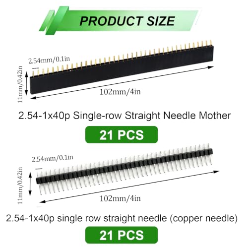 42pcs 2.54mm Male and Female Pin Header Connector 40Pin Breakaway Pin Header and PCB Board Pin Header P-037-42pcs - size: 42pcs-2.54mm Male & Female Pin Header Connector