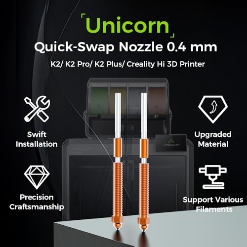 Creality K2 Plus Nozzles, Original Creality K2 Combo Hotend Nozzles, Extruder Replacement Nozzles Kit with Titanium Alloy Copper Alloy Hardened Steel Nozzle for Creality K2 Pro/Hi (0.4mm 2PCS) - style: 0.4mm-2PCS