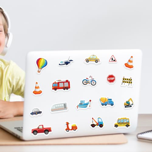 300Pcs Transportation Foam Stickers, Self-Adhesive Truck Cartransportation Stickers Car Foam Decals Sticker Decorations for Home Office School Classroom DIY Art Craft Party Supplies - style: Transportation