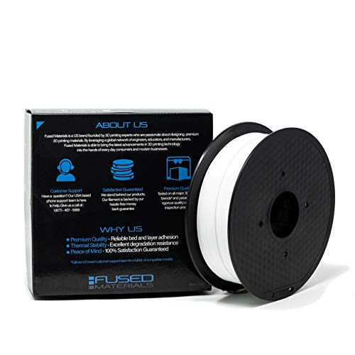 Fused Materials White PLA 3D Printer Filament - 1kg Spool, 1.75mm, Dimensional Accuracy +/- 0.03 mm, (White) - color: White, 1.75mm, 1kg