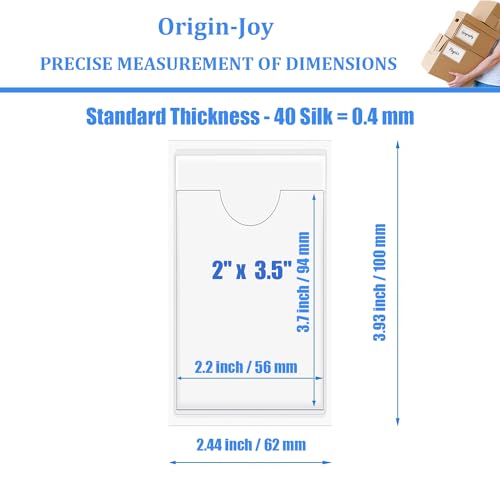 Origin-Joy 25 PCS Self-Adhesive Index Label Pockets, Clear Plastic Peel & Stick Card Holders with Top Open for Loading (2 x 3.5 inch) - size: 2 x 3.5 inch, style: Vertical