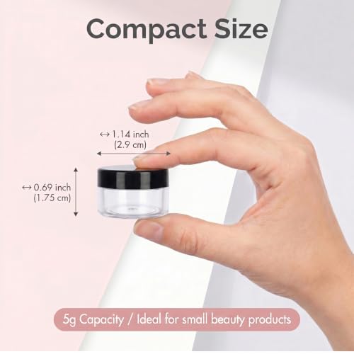 5 Gram Sample Containers 50 Count Small Travel Containers with Lids - color: Black