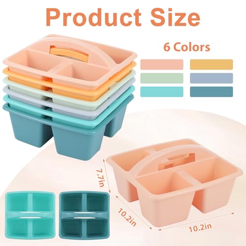 6 Pack 4 Compartment Classroom Caddy with Handle, Boho - color: Boho