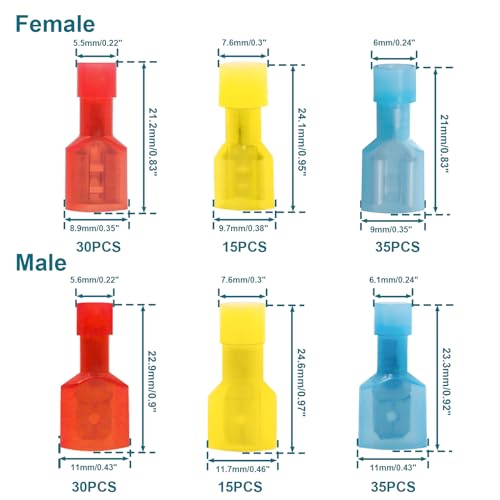 160PCS Spade Connectors, 22-10AWG Spade Terminal, Female and Male - size: 22-10AWG (Kit-160PCS)