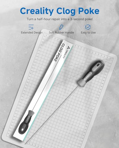 Creality Official Clog Poke, 0.4mm Needles Cleaner Perfect for Any 1.75mm 3D Printer Nozzle Cleaning Kit Stainless Steel with Soft Rubber Handle