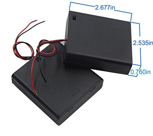 (Pack of 2 4 AA 6V Battery Holder with Switch, 4X 1.5V AA Battery Holder with Leads and Switch