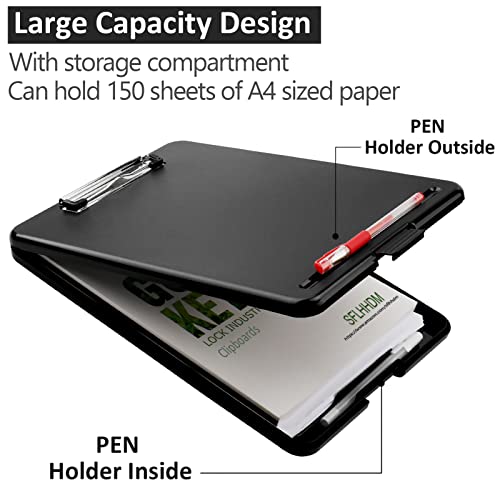 Clipboard with Storage,Storage Clipboard with Clip,Clipboards Foldable for Nurse,for 8.5x11 Paper Clip Boards,A4 Clipboards Case with Smooth Writing for Office Supplies Clip Board Case-Black - color: Classic Black