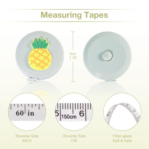8 Cartoon Cute Pocket Kids Tape Measure Retractable+2 Pack Soft Body Measuring Tape for Body Measurements(60-Inch), Mini Tape Measures for Body, Sewing, Cutting, Weight Loss Measurement