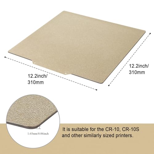 HICTOP 310 * 310mm Room Temperature Textured PEI Sheet Single Side Print Bed | Universal Fit for CR-10 CR-10S Artillery SW-X1/SW-X2 Longer LK1 LK5/LK5Pro, Most 310 * 310mm 3D Printers Anti-Warping - size: 310*310mm, style: Textured One Sided PEI