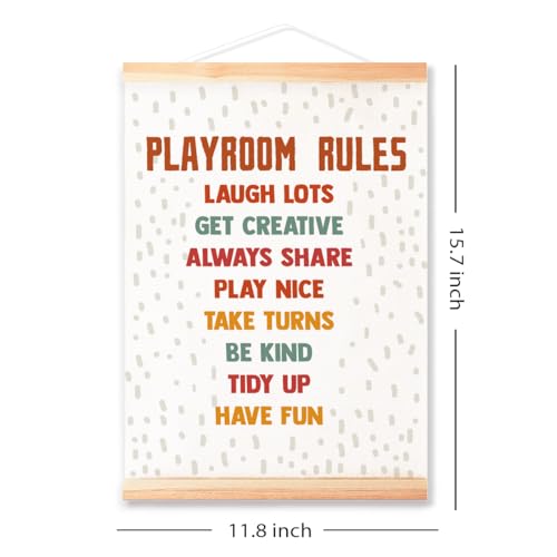 Ybqhd Playroom Rules Poster Hanger Frame,Playroom Wall Decor - color: Playroom Rules