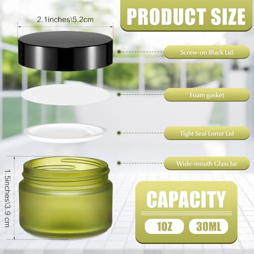 Domensi 100 Pcs 1oz Glass Jars Bulk, Bean Green, Black Lids, Plastic Lid - color: Bean Green,Black, size: Plastic Lid
