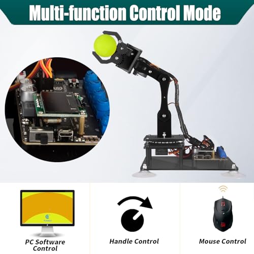 5-DOF Robotic Arm Kit Compatible with Arduino IDE, STEM Robot Building Kit Programmable DIY Coding STEM Educational 5 Axis Robot Arm with OLED Display Processing Code and Tutorials
