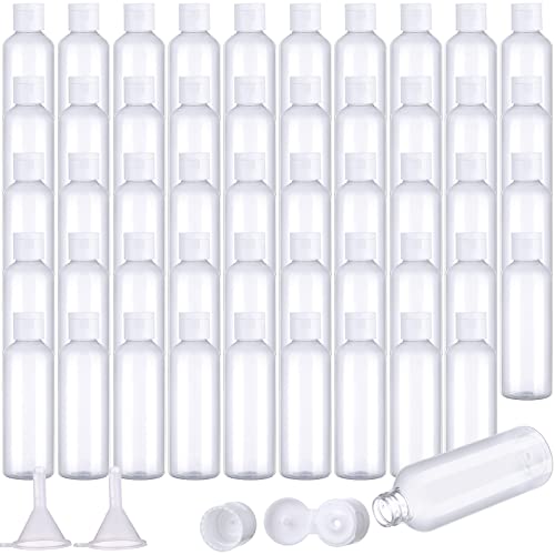 50 Pcs 3.4 oz Clear Plastic Travel Bottles with Flip Cap Funnels