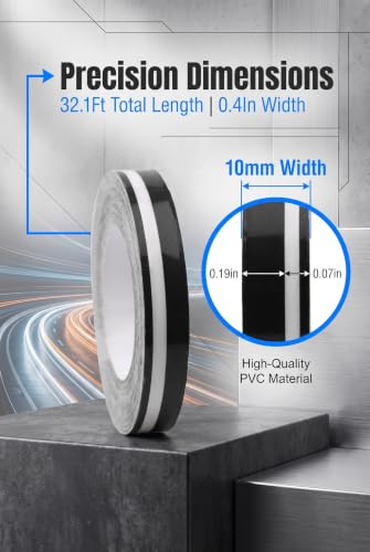 2 PCS Car Pinstripe Decal, 0.47" x 32' Racing Stripe Sticker, Black - color: Black