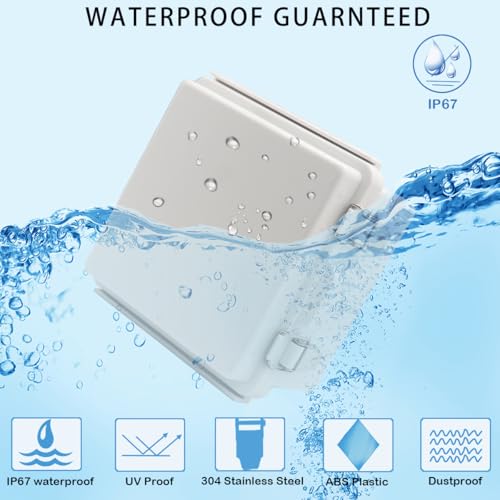 Zulkit Junction Box,IP67 Waterproof Electrical Box Hinged Cover Stainless Steel Latch Plastic Enclosure for Project with Mounting Plate Wall Bracket and 2 Cable Gland Grey 5.9"x5.9"x3.5"(150x150x90mm) - color: Grey Cover, size: 5.9"x5.9"x3.5"