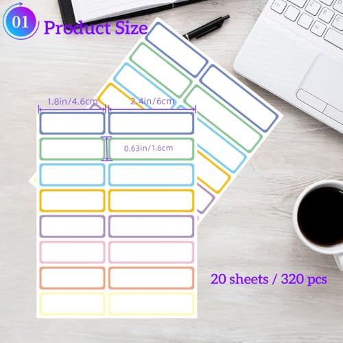 Removable Waterproof Labels for Daycare, Kitchen, Office, Home Organization - size: Colored Border Labels 320pcs