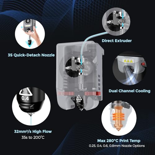 FLASHFORGE Adventurer 5M Pro Entire Extruder Assembly, with 0.4mm High Flow 32mm³/s Nozzle, Adventurer 5M Extruder, 3D Printer Part for Stable High-Speed Printing - style: Entire Extruder Assembly