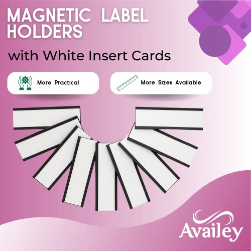 Availey 60 Pack Magnetic 'C' Channel Label Holders for Metal Racks and Shelves with Protective Films and Replacement Strips 3" x 1" - size: Magnetic Label Holders 3x1 inch