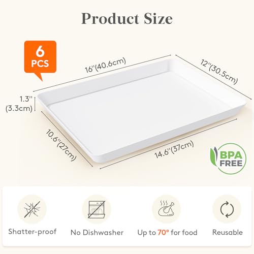 Lifewit 6 Pcs Extra Large Serving Trays for Party, 16" x 12" Food Platters - size: Extra Large (16" x 12")