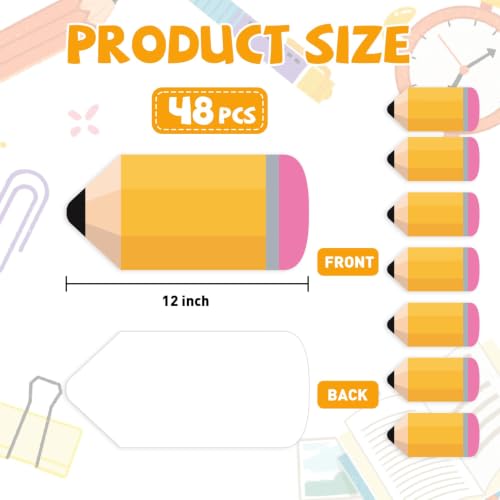 48Pcs Large Pencil Shaped Dry Erase Dots for Classroom Table, 12inch - color: Yellow