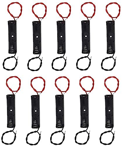 10Pack Single AAA Battery Holder Case with Wire Connections Black 1.5V
