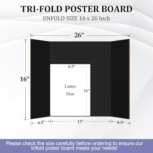 Ndsox 4 Pack 26" x 16" Black Trifold Poster Board Small Size Corrugated Cardboard Science Fair Display Boards for School Projects, Business Presentations, Event Displays, and Art Exhibitions - color: Black