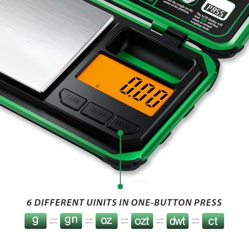 Precision Pocket Scale, 200gx0.01g Jewelry gram Scale, - color: Green