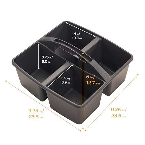 ECR4Kids 4-Compartment Medium Storage Caddy Organizer, 6-Pack, Black - color: Black
