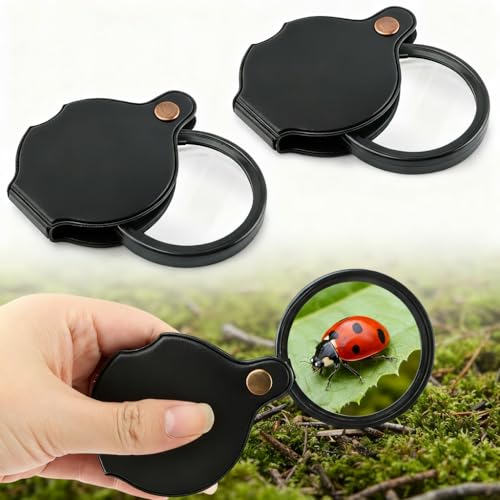 20X Pocket Magnifier, 2 Pcs Portable Pocket Magnifying Glass, Rotating Folding HD Mini Pocket Magnifier for Seniors Student Reading, Coin, Jewelry or Exploring