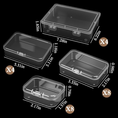 SATINIOR Small Clear Plastic Container Box, Multiple Sizes - size: Multiple Sizes