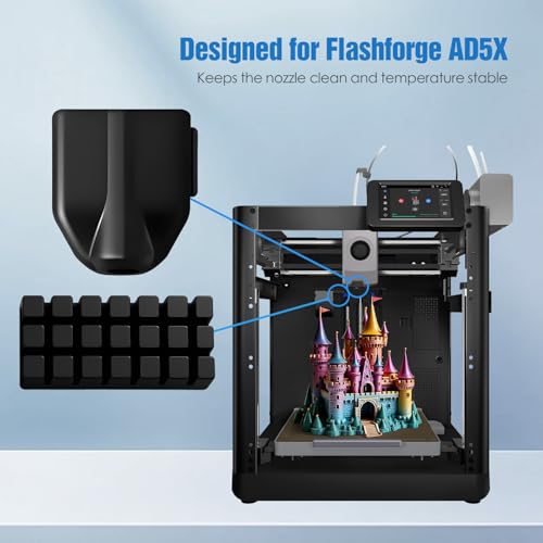 Silicone Socks and Nozzle Wipers for Flashforge Adventurer 5X / AD5X, Nozzle Cleaning & Protection Kit, High Heat Resistant, 3D Printer Accessories, 6-Pack - color: Silicone Sock & Wiper Kit