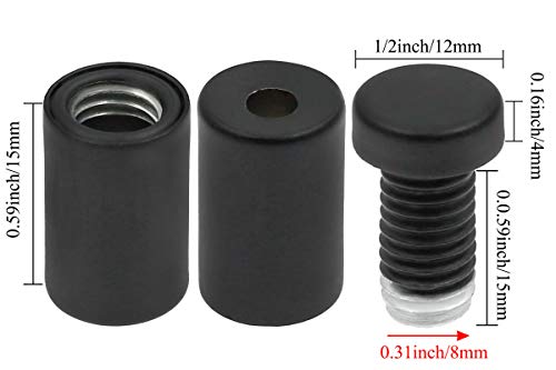 Luomorgo Stainless Steel Standoff Screws, 1/2" x 1", Black, 12 Pcs - color: Black, 12 Pcs, size: 1/2" x 1" / 12mm x 25mm