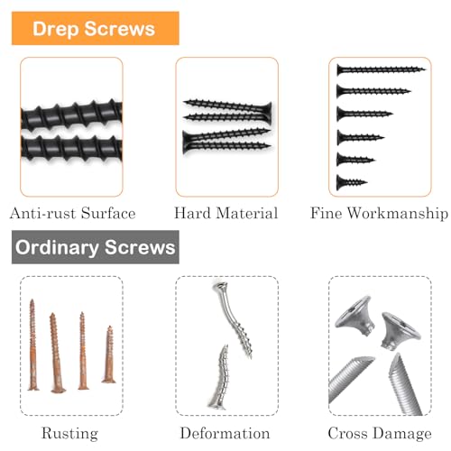 #6 x 5/8 Inch Drywall Screws Phillips Flat Head Black Oxide Screws 100 PCS, Wood Screws for Furniture Cabinet DIY - size: #6×5/8