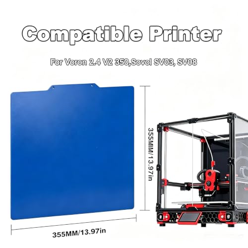355x355mm Cool Build Plate for Voron 2.4 V2 350 Sovol SV03, SV08 3D Printer Double Sided Upgrade Cold Build Plate Removable Surface Platform - size: 355x355mm