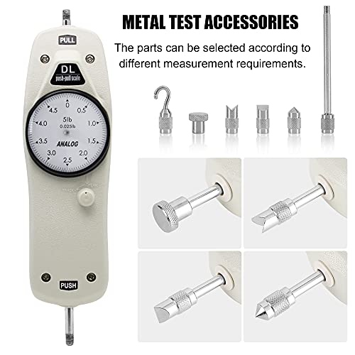 BAOSHISHAN 5lb Push Pull Force Gauge Force Tester Meter with Calibration Certificate and Carrying Case, for Tension and Compression Load Plug Force Destructive Tests DL-5LB - size: 5lb