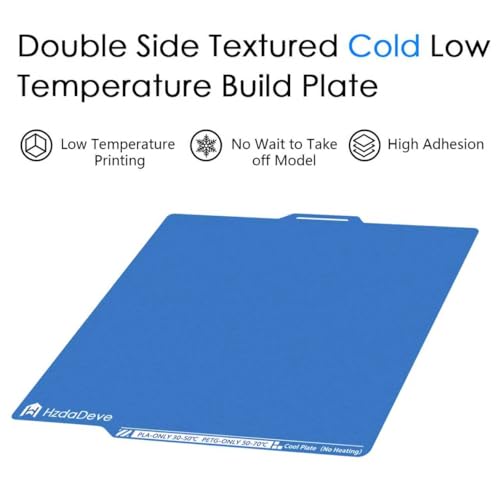 HzdaDeve Upgraded Cool Plate for Lab X2D/P2S/P1P/P1S/A1/X1C Low Temperature Cold Build Plate 257.5x257.5MM Double Sided Textured Board Sheet Bed PEI Platform for Bambu Lab Printer (No Heating/No Glue) - size: Lab X1C/P1P/P1S/A1, style: Textured