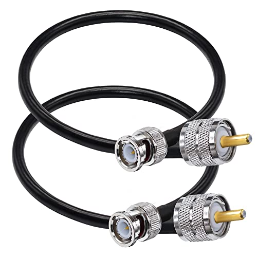 TUOLNK BNC to UHF Jumper Cable RG58-12in (30cm) 50 ohm for CB Radio PL259 to SO239 Male Extension Cable 2Pcs - size: 0.98ft-2pcs