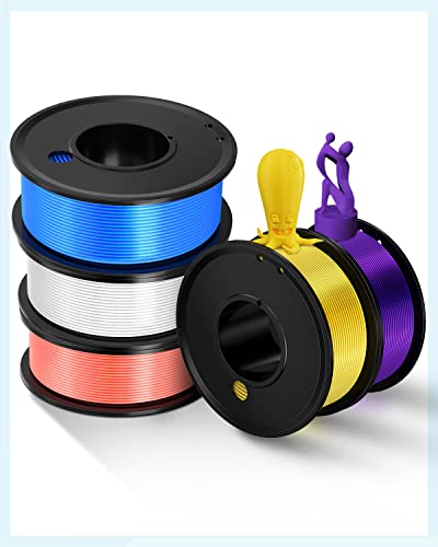 3D Printer Filament PLA 1.75mm 5 Colors Bundle Print Filament - color: White+pink+sky Blue+purple+yellow