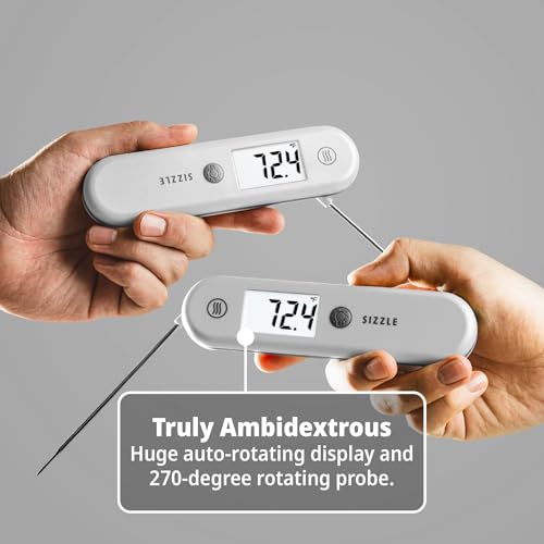 ThermoWorks Sizzle Digital Meat Thermometer – Instant Read in 2 Seconds, Waterproof, Folding Probe with Magnetic Back, Auto-Rotating Backlit Display, for Cooking Food, Grill & BBQ - Nautical Blue - color: Nautical Blue