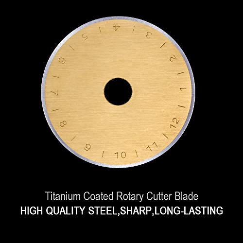HEADLEY TOOLS Titanium Coated 45mm Rotary Cutter Blades 15 Pack Fits Olfa, Fiskars, Replacement Rotary Blade for Arts Crafts Quilting Scrapbooking Sewing, Sharp and Durable - size: 45mm 15pcs (Titanium Plating)
