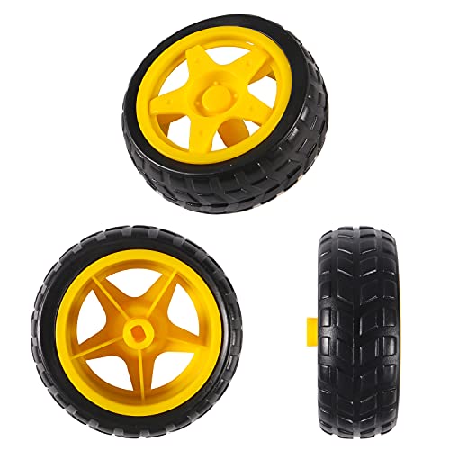 4Pcs TT Motor Wheels Replacement 1:48 Scale Rubber Tires for Smart Car Robot DIY Kit, Remote Control Cars, RC Chassis, Gearbox Spare Parts