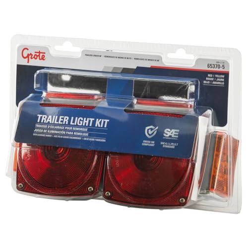 Grote 65330-5 Submersible LED Trailer Lighting Kit - Popular Square Design with Clearance Marker (Retail Package)