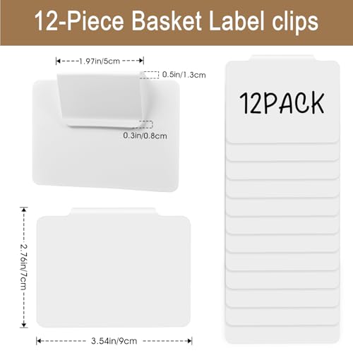 12pcs White Basket Labels Removable PVC Labels - color: White