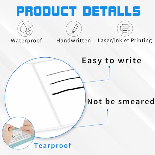 Name Tag Stickers,3.5" x 2.25" White Labels,Waterproof/Oil/Tear Resistant/Ink Won't Smudge (260pcs,1 Roll) - style: Blank border